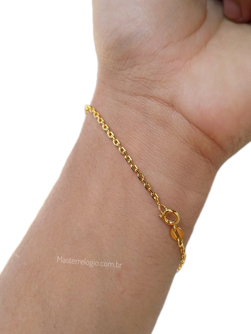 Pulseira Cadeado 2mm (Fecho Canhão) (Banho Ouro 24k)