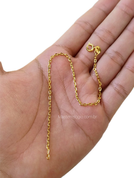 Pulseira Cadeado 2mm (Fecho Canhão) (Banho Ouro 24k)