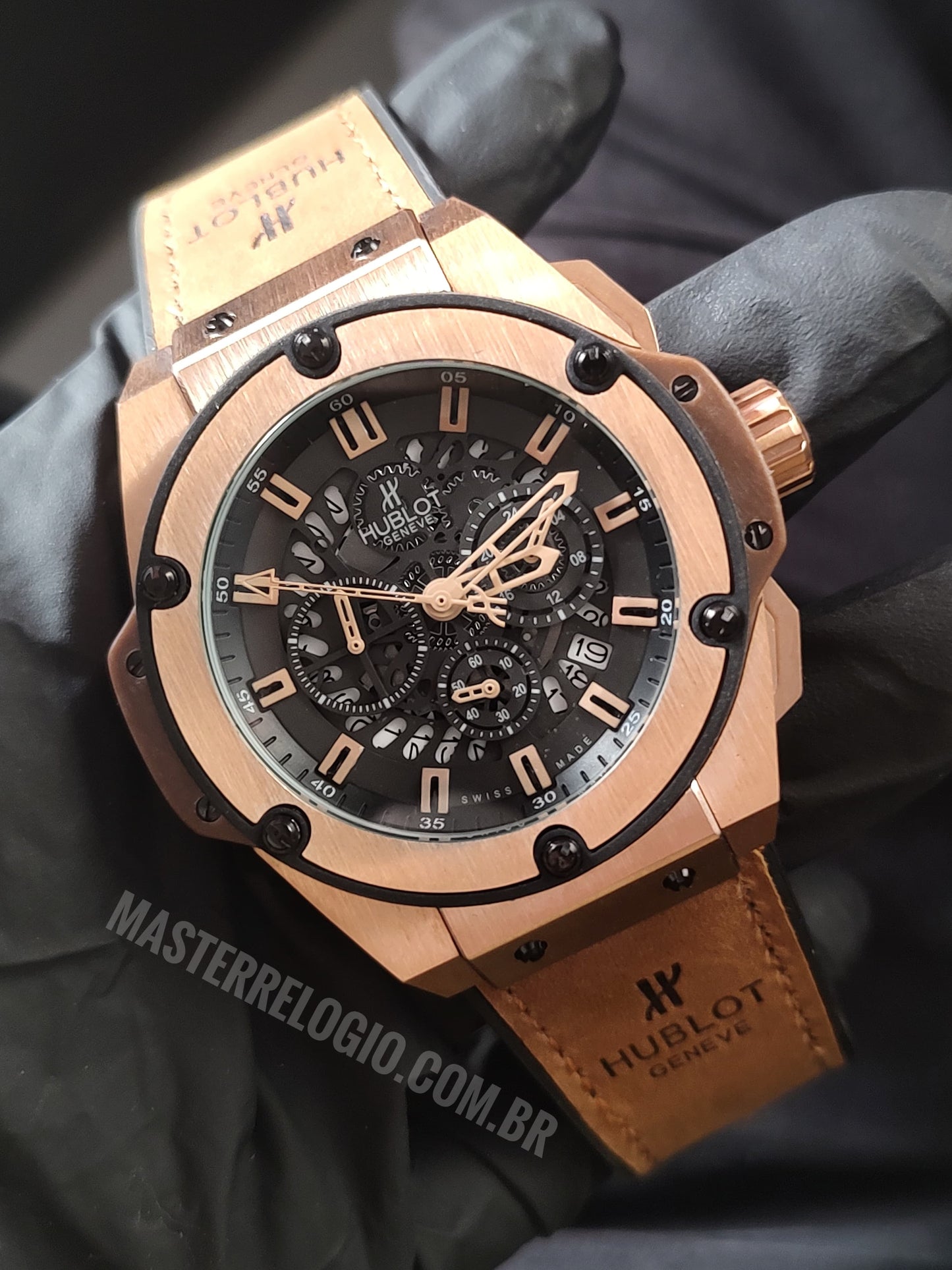 Hubllot Rosê Couro Big Bang 992103 48mm