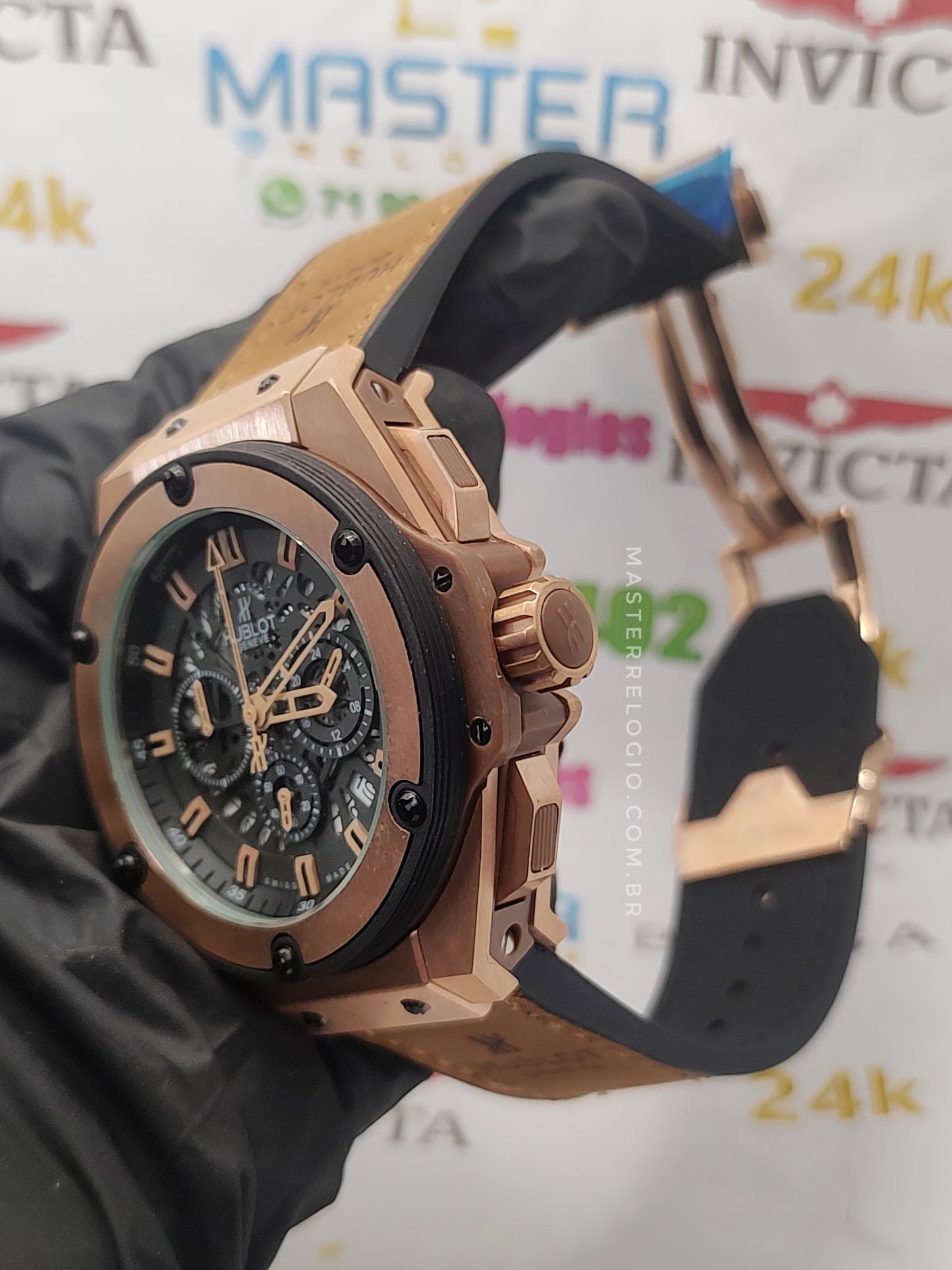 Hubllot Rosê Couro Big Bang 992103 48mm