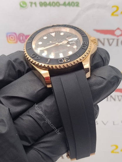 Rolex Yatch Master Rosê Pulseira borracha 40mm