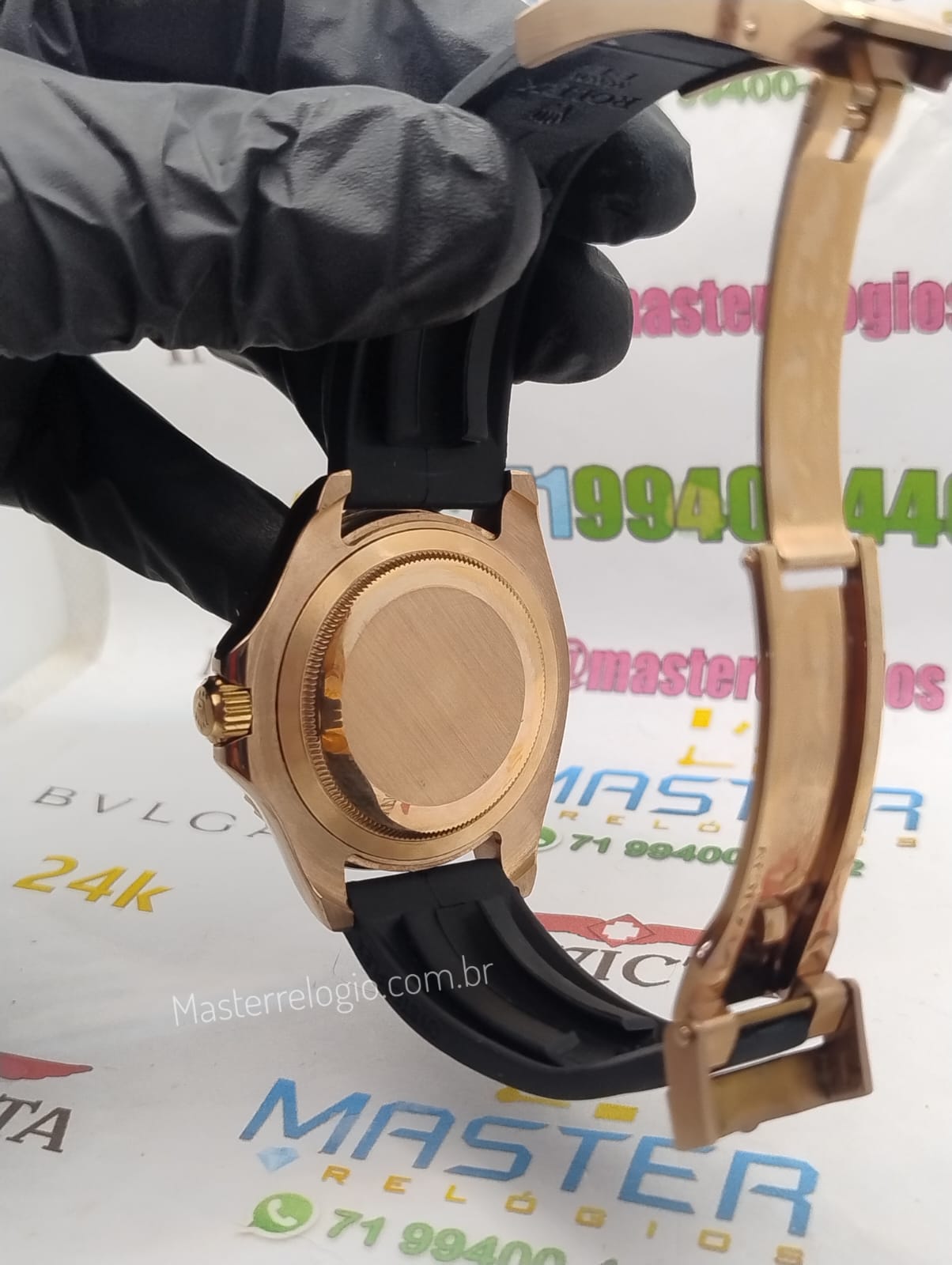 Rolex Yatch Master Rosê Pulseira borracha 40mm