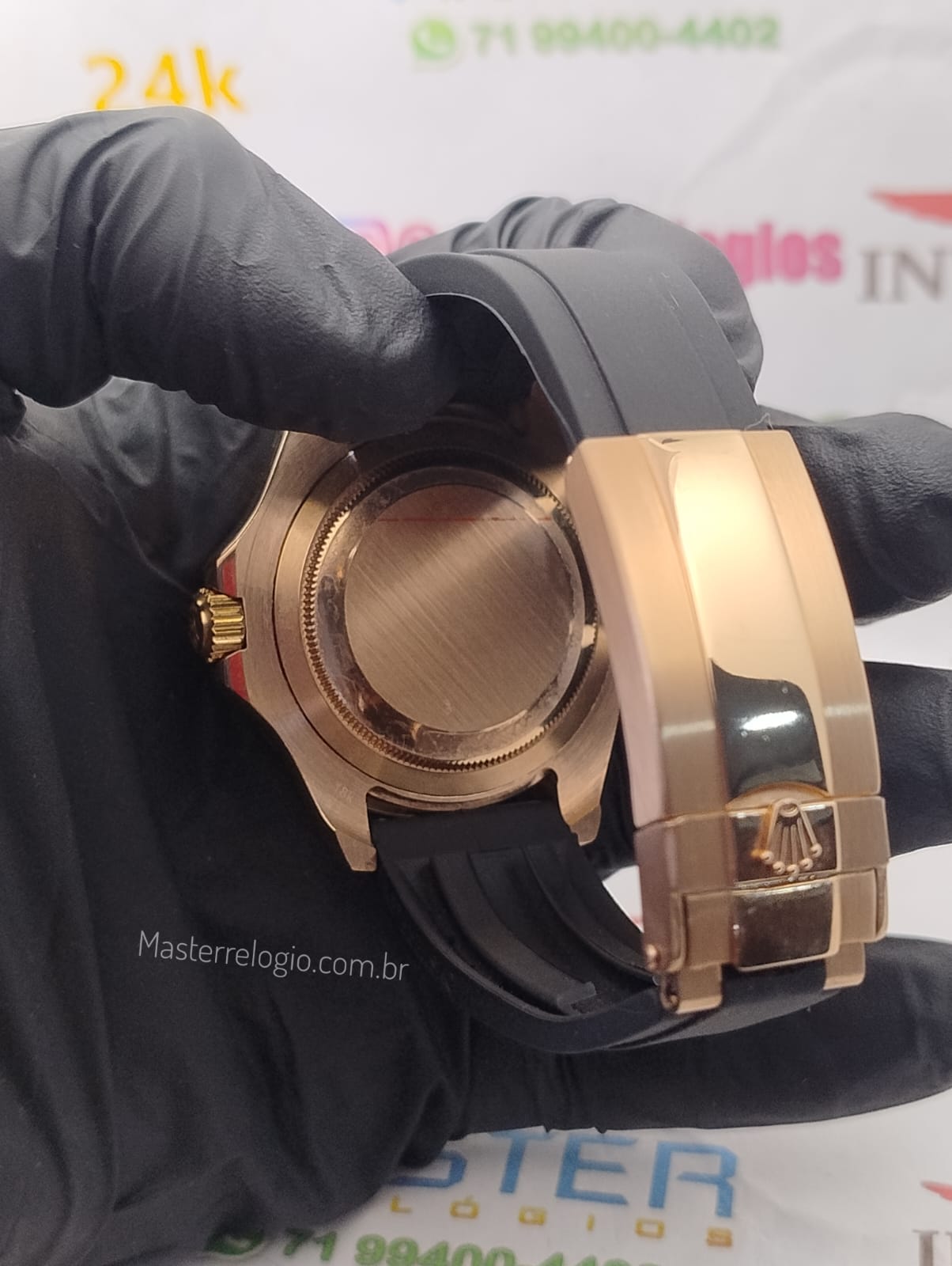 Rolex Yatch Master Rosê Pulseira borracha 40mm