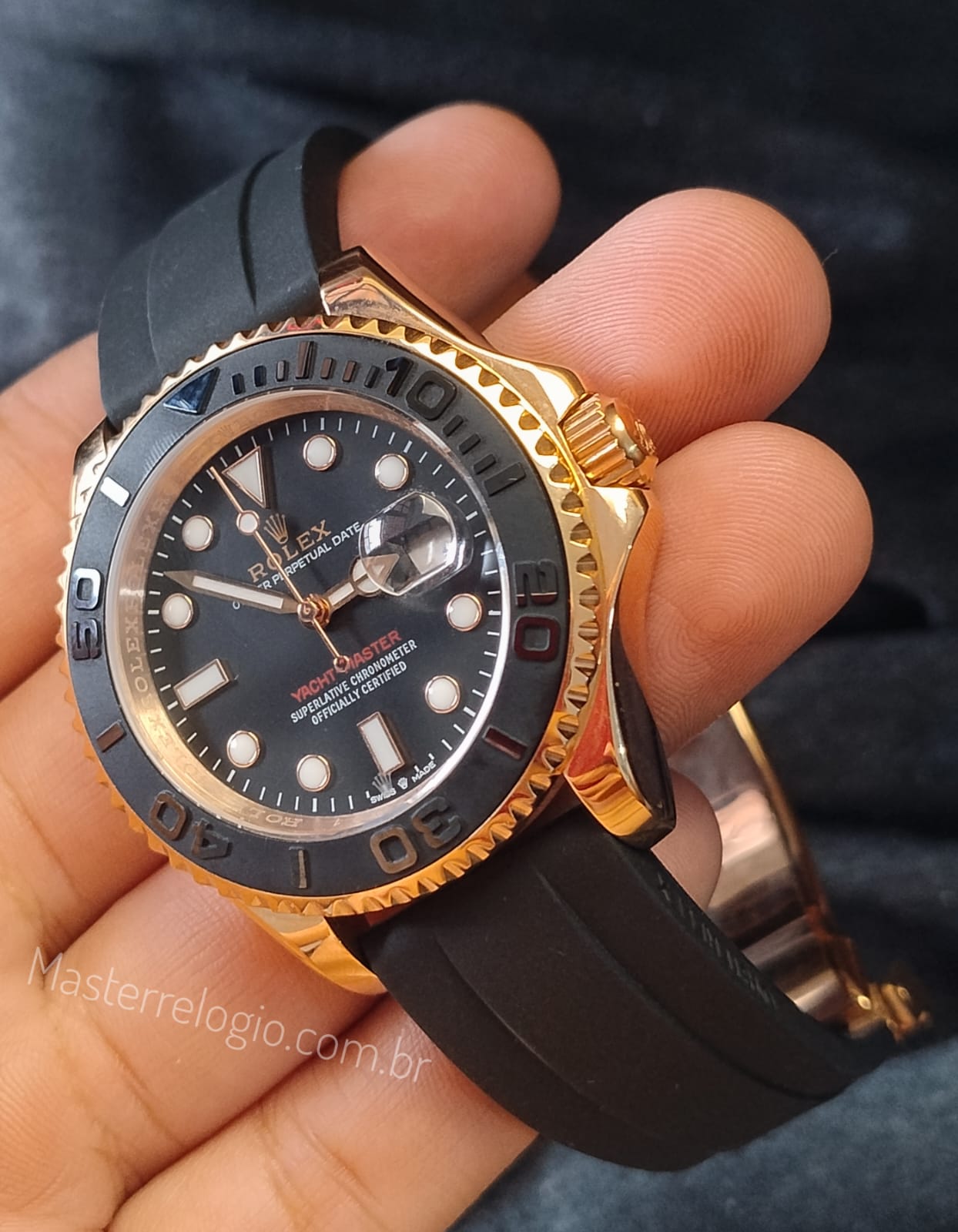 Rolex Yatch Master Rosê Pulseira borracha 40mm