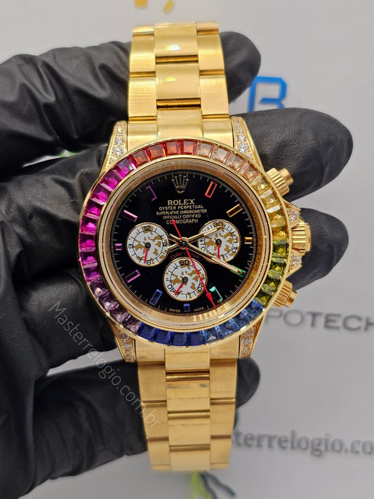 Rolex Daytona Rainbow Cravejado 40mm