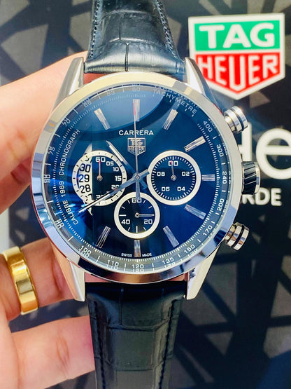 Tag Heuer Couro Carrera Dourado 1969 Pulseira Preta