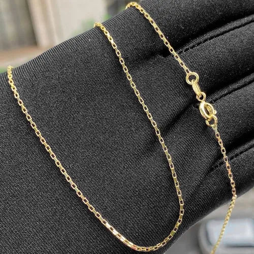 Corrente Cartier Cubinho 1mm (Fecho Tradicional) (TAG 18K) (Banho Ouro 18K)