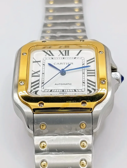 Cartier Santos Gold Bezel Base Eta Engate Rapido
