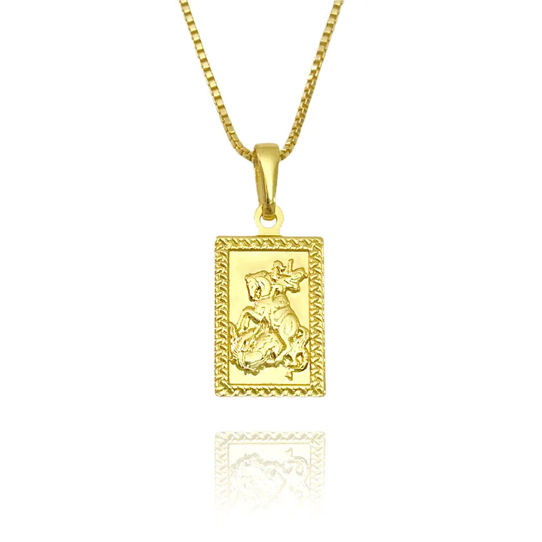 Pingente Placa São Jorge P (2,5cmX1,4cm) (Banho Ouro 24k)