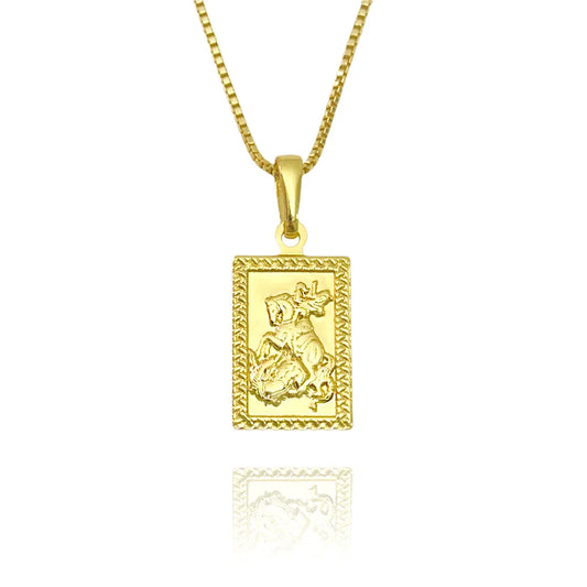 Pingente Placa São Jorge P (2,5cmX1,4cm) (Banho Ouro 24k)