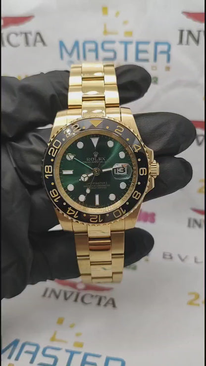 Rollex Gmt Master II Dourado com verde 40mm