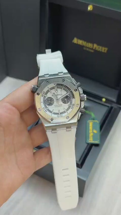 AP Royal Oak Offshore Quartz 44mm Prata M Branco