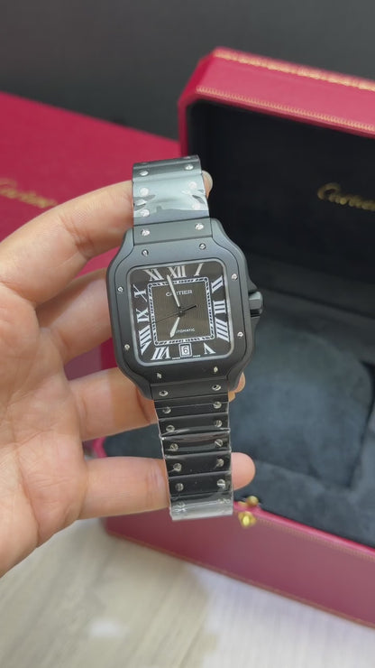 Cartier Santos Bezel All Black  Base Eta Engate Rapido