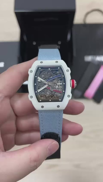 Richard Mille 67-02 Fino 37g fibra de carbono automatico Branco2 Velcro
