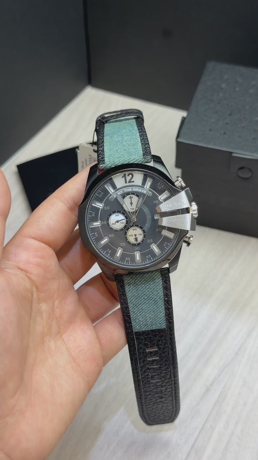 Diesel 10bar Prata com Azul Couro Preto