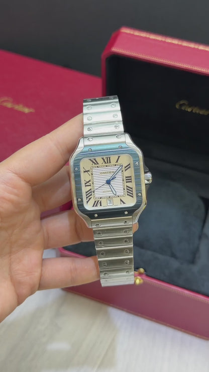Cartier Santos Blue Bezel Base Eta Engate Rapido