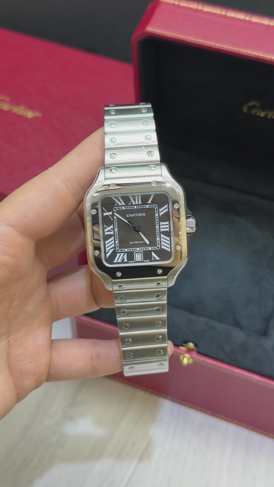 Cartier Santos Black Dial Base Eta Engate Rapido