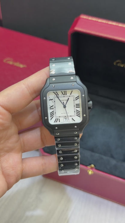 Cartier Santos Bezel All Black  Base Eta Engate Rapido