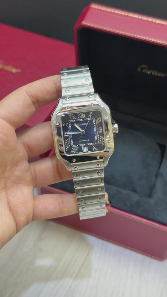 Cartier Santos Blue Dial  Base Eta Engate Rapido