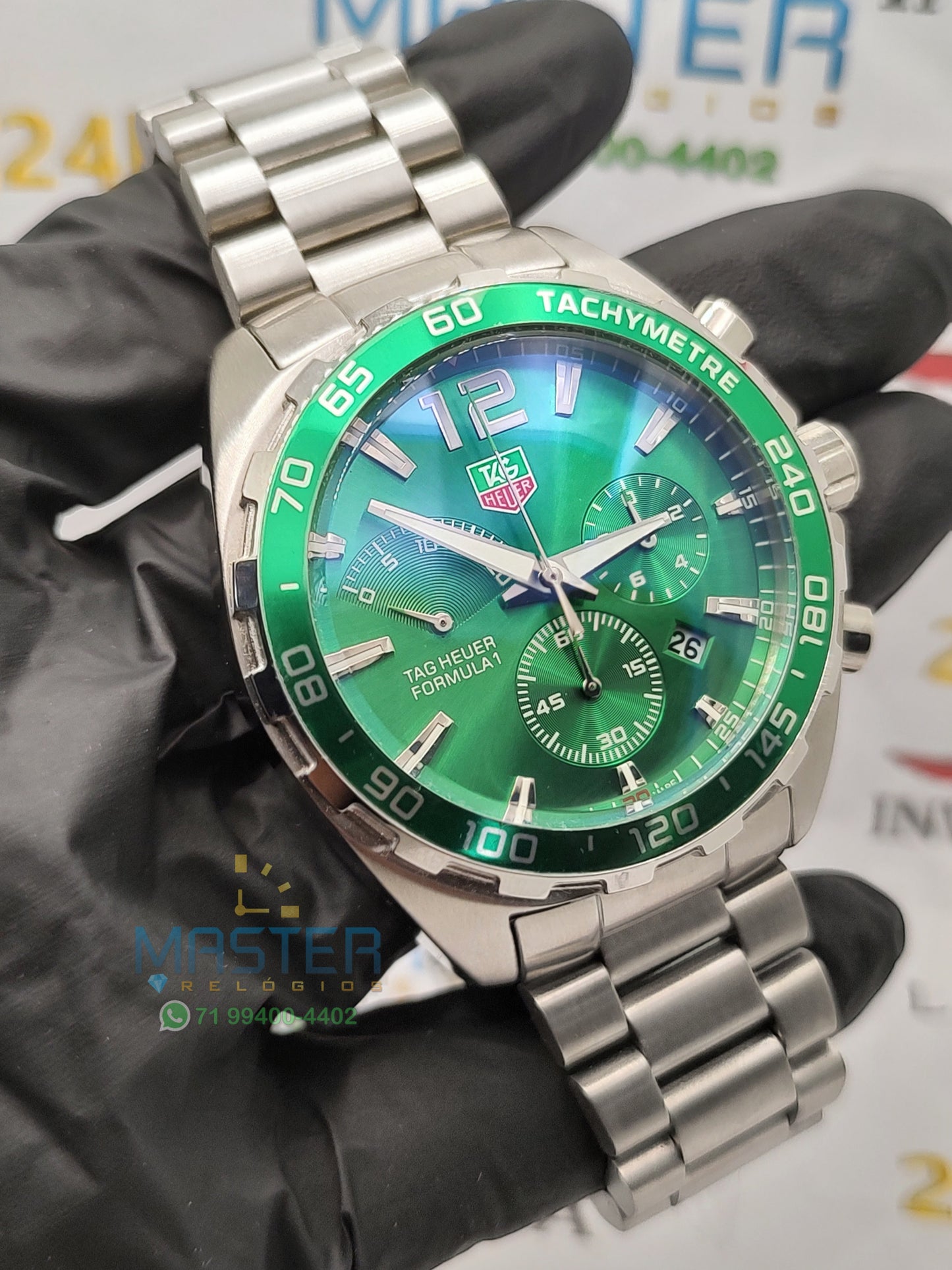 Tag Heuer F1 prata com verde