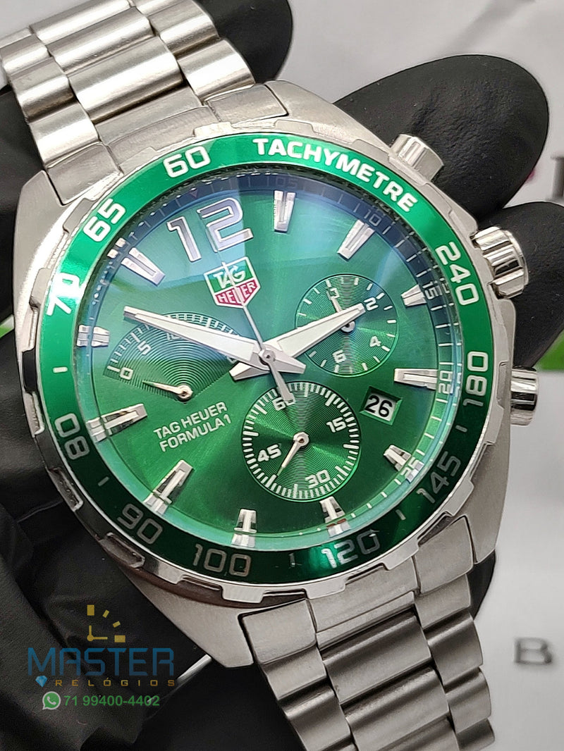 Tag Heuer F1 prata com verde