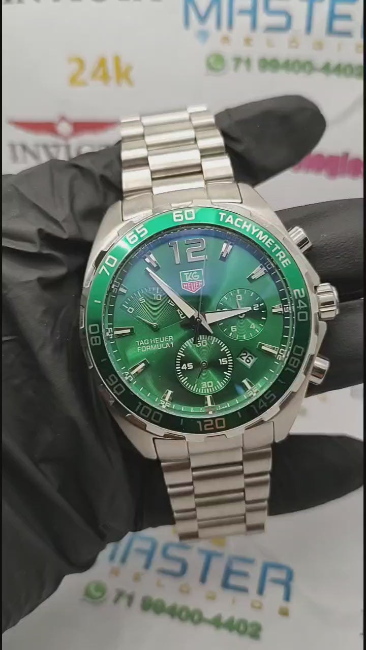 Tag Heuer F1 prata com verde