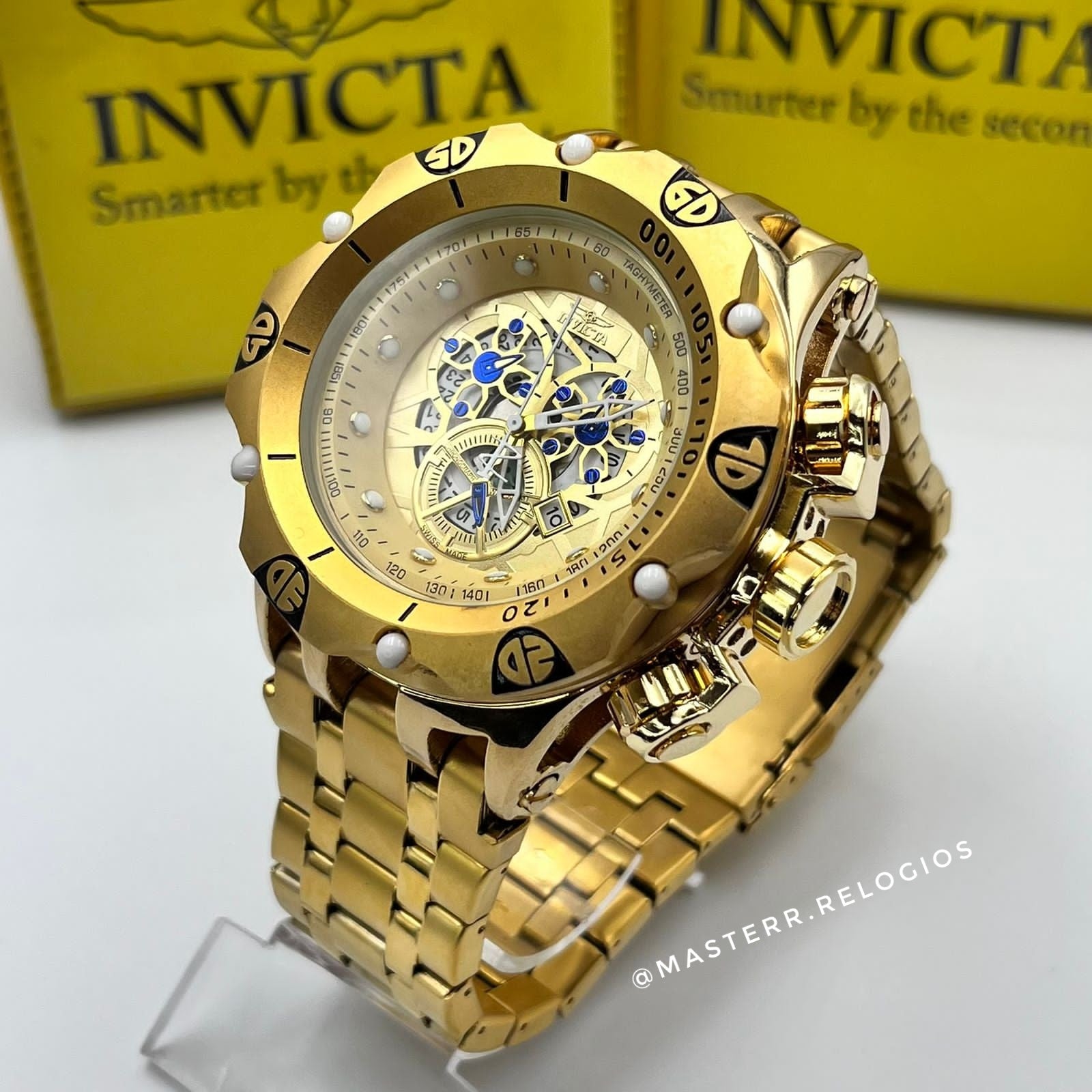 Invicta Hibrid skeleton AA Dourado