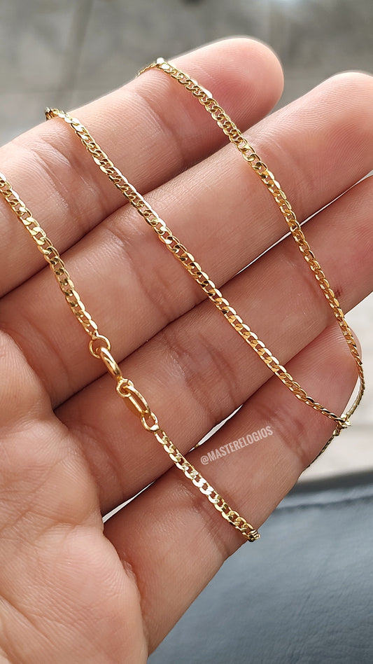 Corrente Grumet 2mm 60cm (Fecho Tradicional) (Tag 18k) (Banho Ouro 18k)