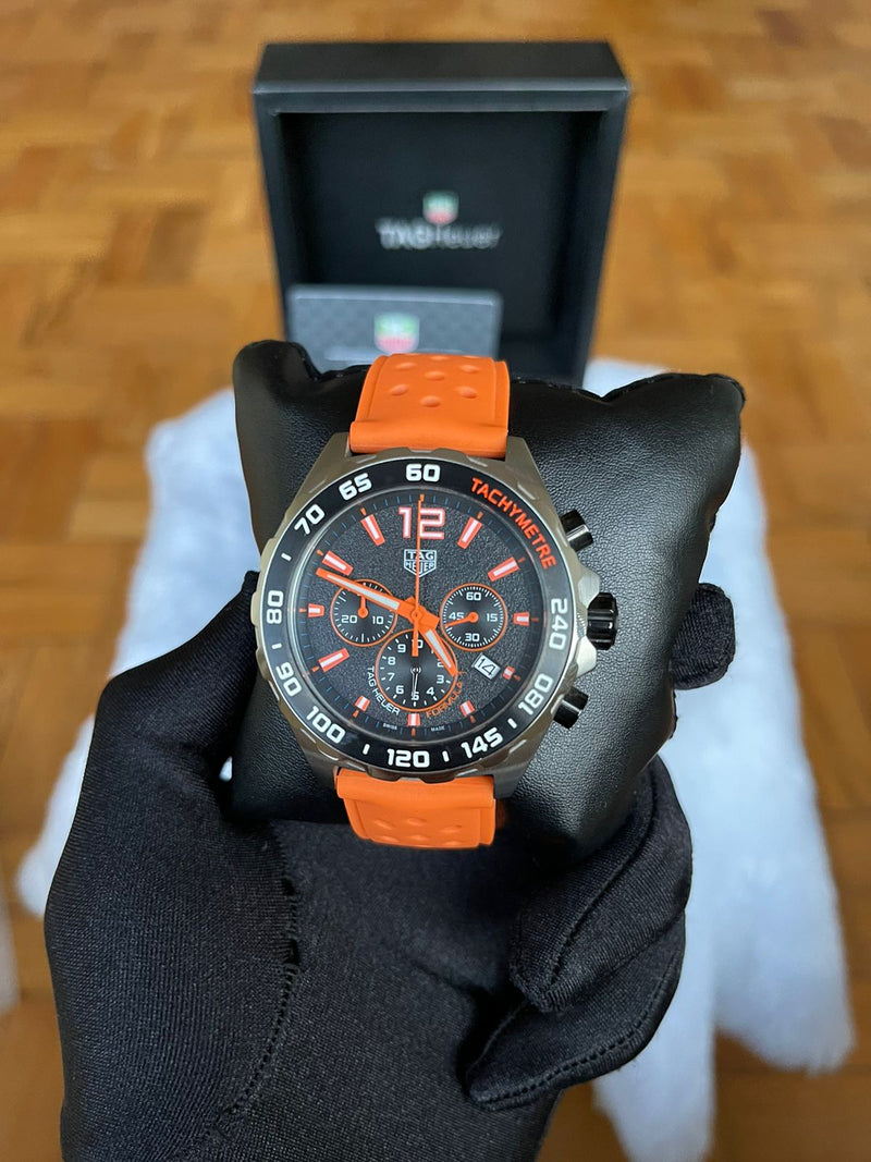 Tag Heuer F1 Cron grafo pulseira borracha