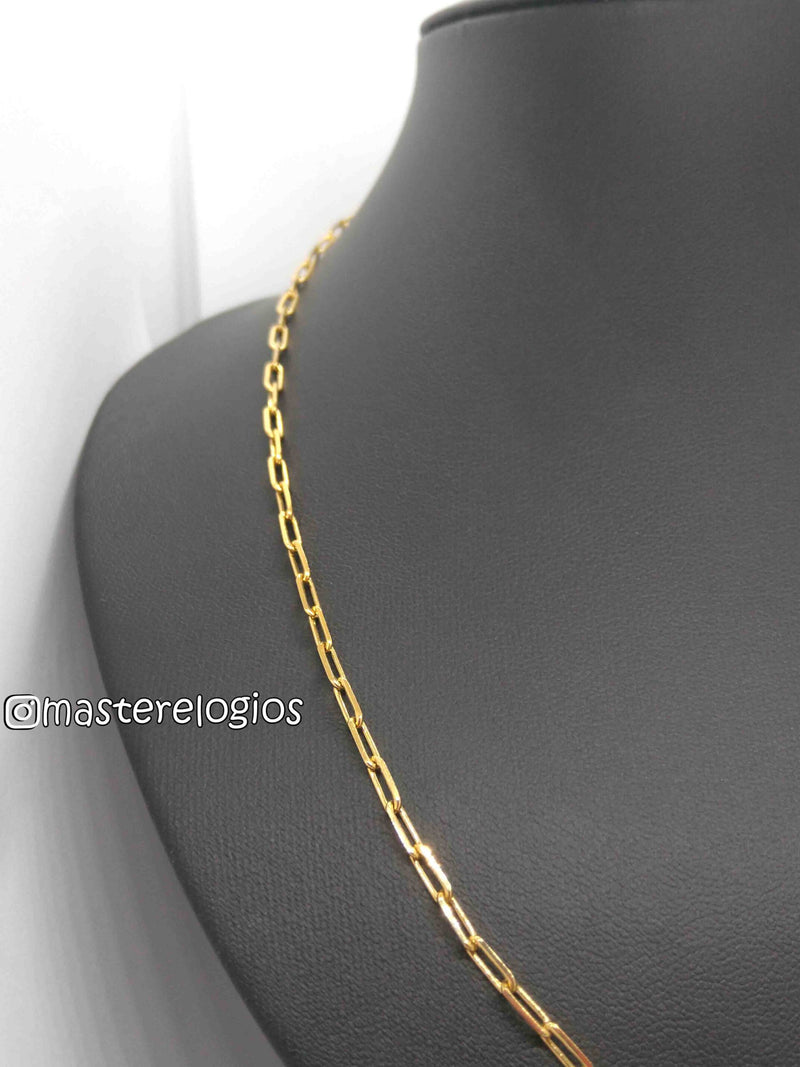 Corrente Cartier bloquinho soldada fina banhada a 10 milesimos de ouro 18k 70cm