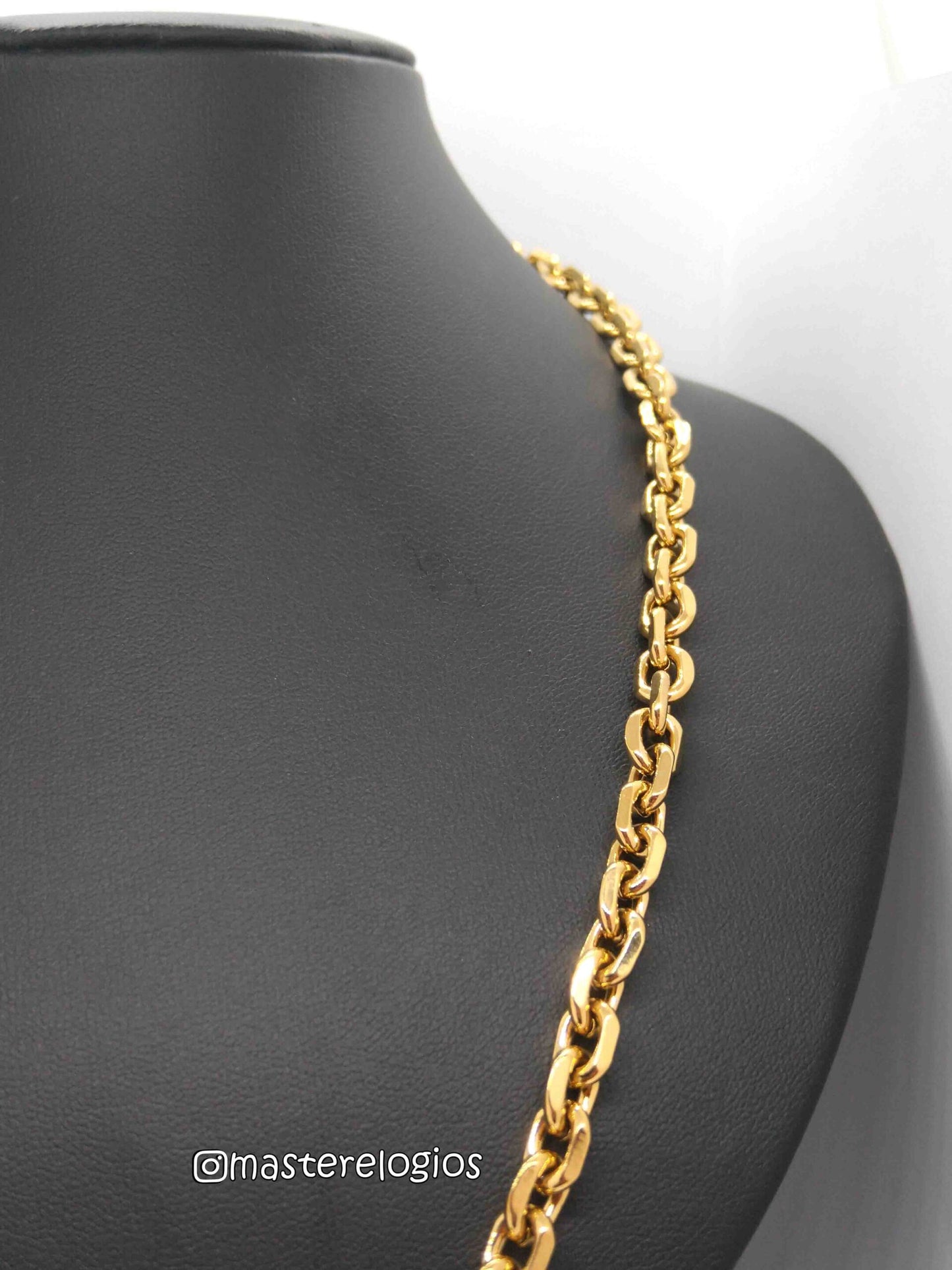 Corrente Cadeado Laminada 6mm  banhada a 10 milésimos de ouro 18k