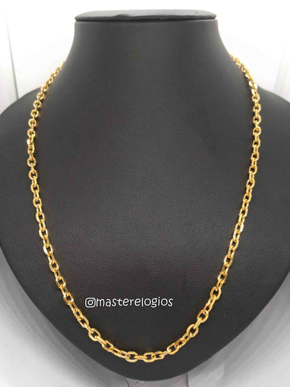 Corrente Cadeado 4mm media redonda banhada a 10 milesimos de ouro 18k 70cm