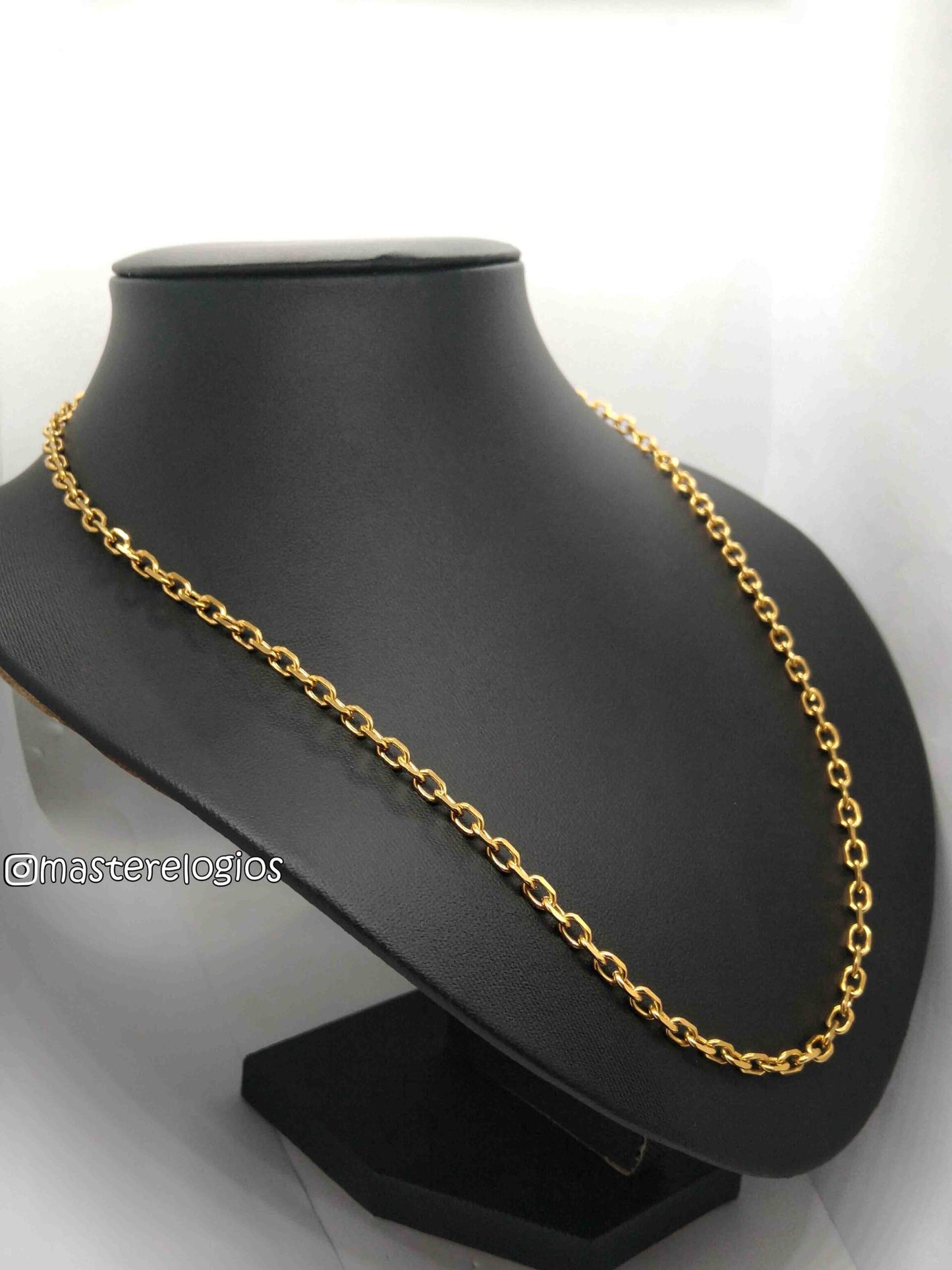 Corrente Cadeado 4mm media redonda banhada a 10 milesimos de ouro 18k 70cm