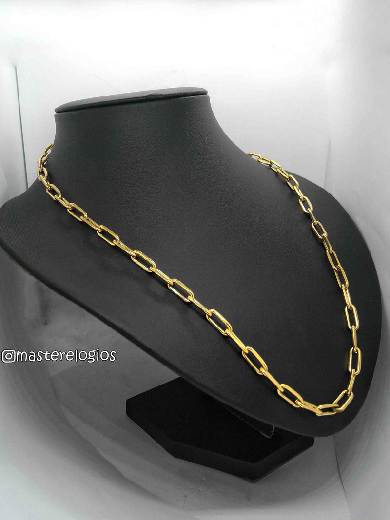 Corrente cartier 6mm bloquinho laminada banhada a 10 milesimos de ouro 18k 70cm