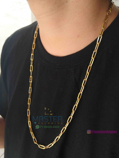 Corrente cartier 6mm bloquinho laminada banhada a 10 milesimos de ouro 18k 70cm