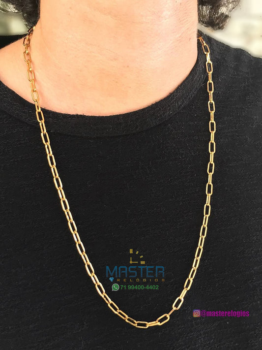 Corrente Cartier alongada oca banhada a 10 milésimos de ouro 18k envernizada