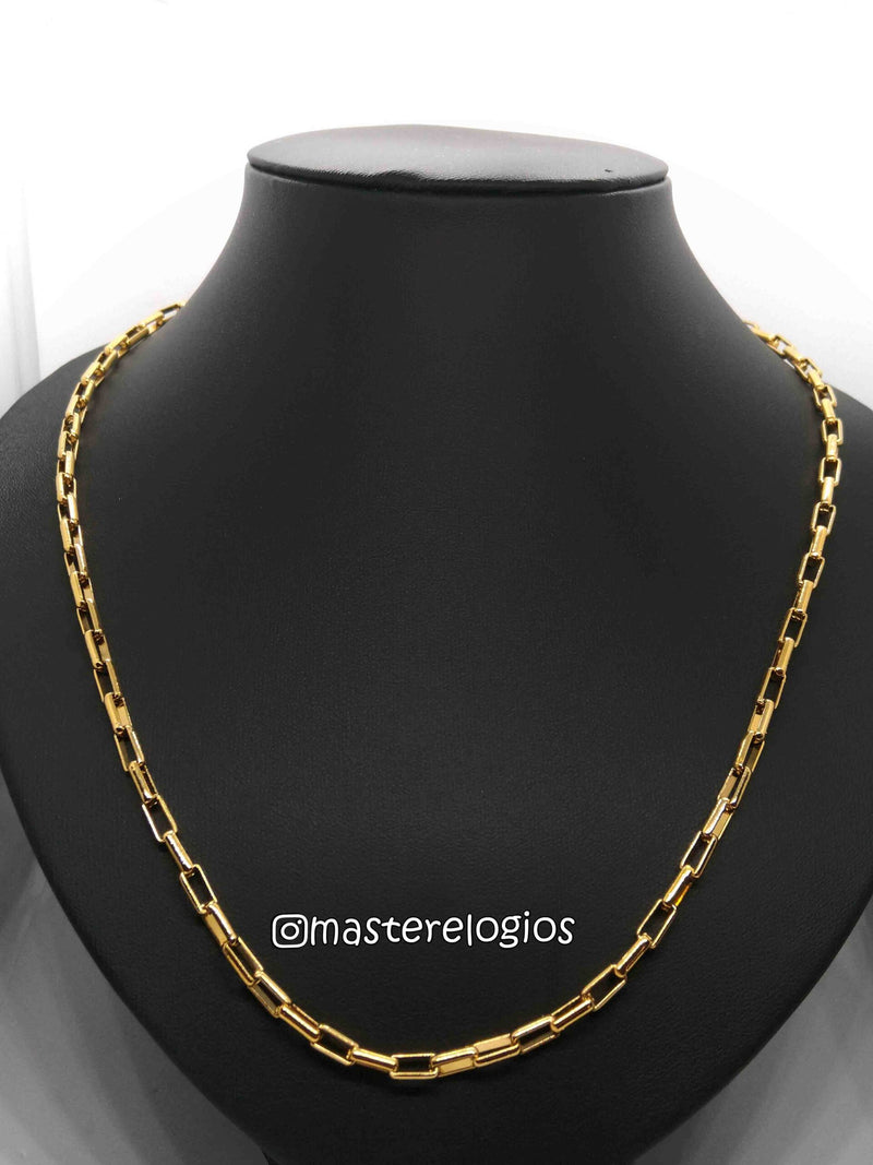 Corrente cartier 3x2mm boleada banhada a 10 milesimos de ouro 18k 70cm