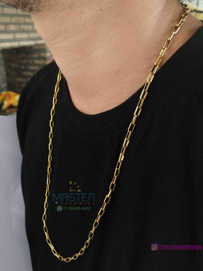 Corrente cartier 3x2mm boleada banhada a 10 milesimos de ouro 18k 70cm