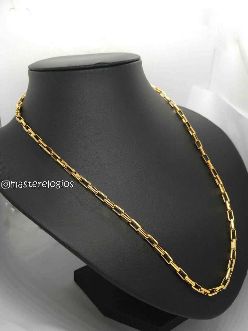 Corrente cartier 3x2mm boleada banhada a 10 milesimos de ouro 18k 70cm