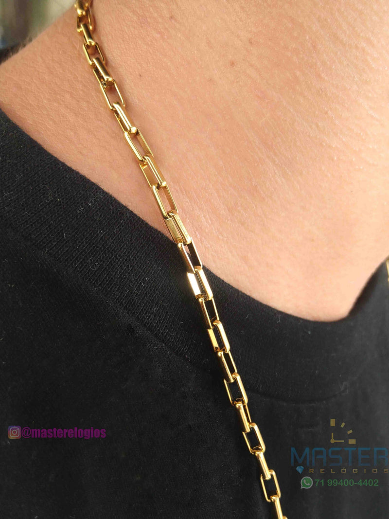 Corrente cartier 3x2mm boleada banhada a 10 milesimos de ouro 18k 70cm