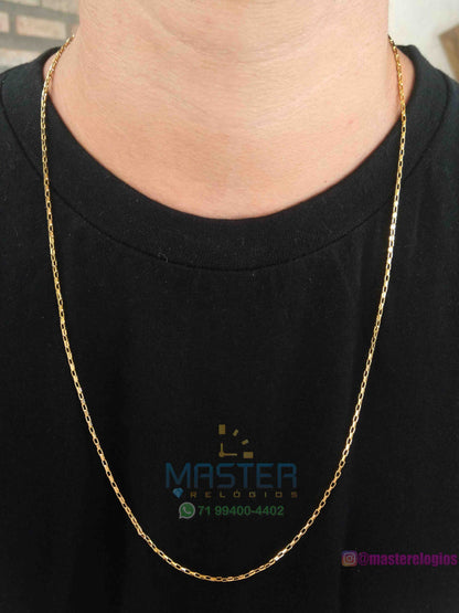 Corrente cartier fininha bloquinho banhada a 10 milesimos de ouro 18k 70cm