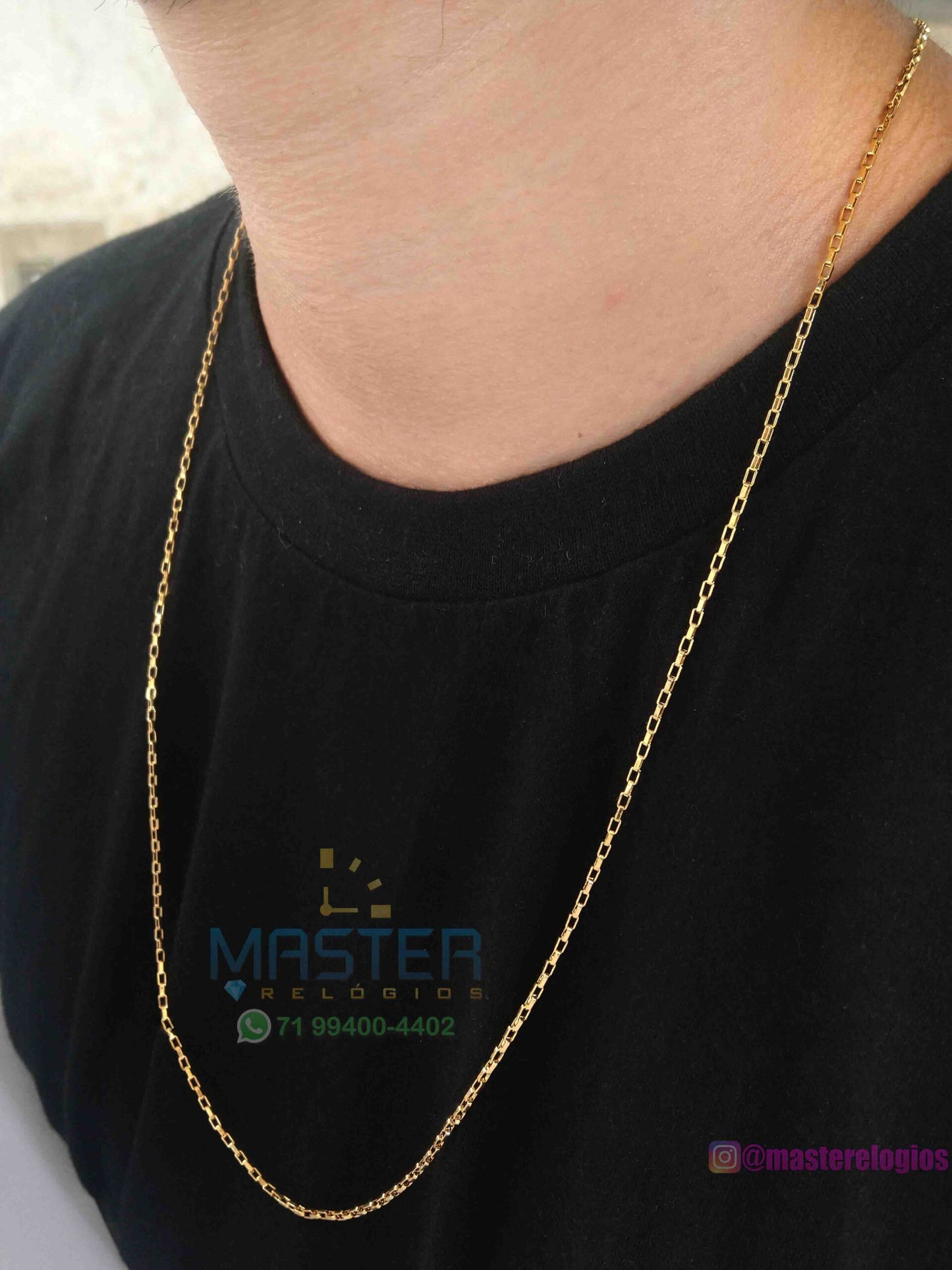 Corrente cartier fininha bloquinho banhada a 10 milesimos de ouro 18k 70cm