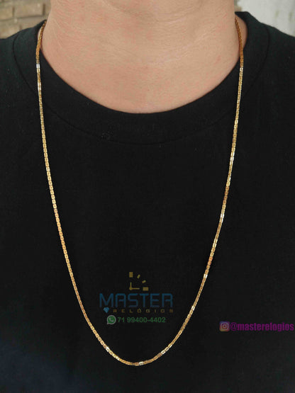 Corrente Cartier Gilete fina banhada a 10 milesimos de ouro 18k 70cm