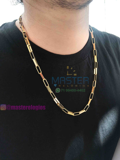 Corrente cartier 4x5mm bloquinho banhada a 10 milesimos de ouro 18k 60cm