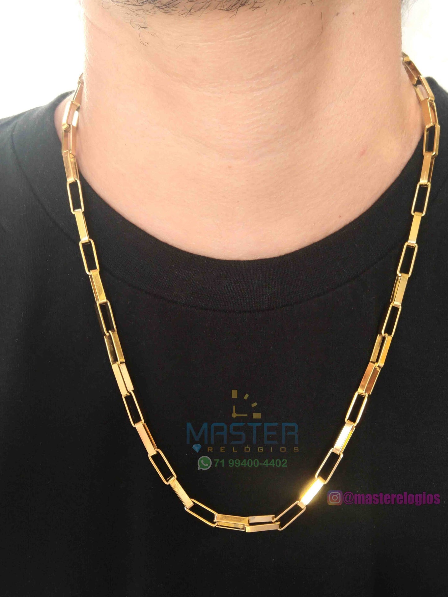 Corrente cartier 4x5mm bloquinho banhada a 10 milesimos de ouro 18k 60cm