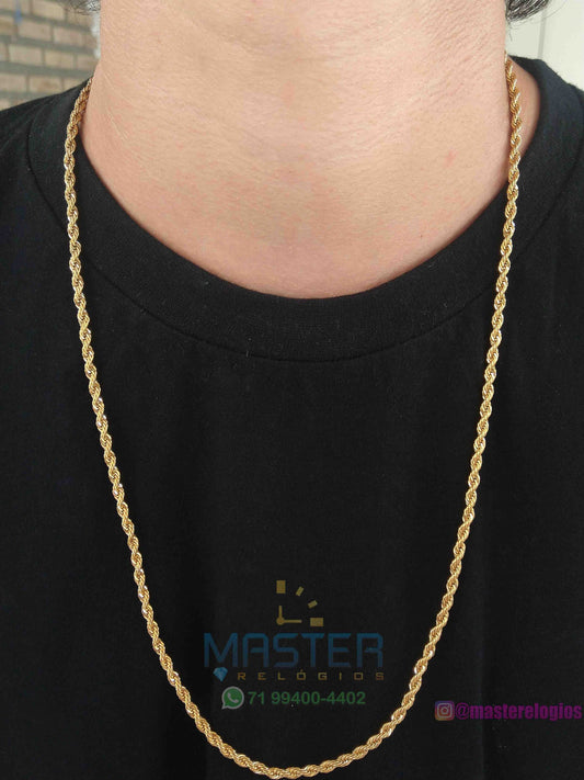 Cordão bahiano 3mm banhada a 10 milesimos de ouro 18k 70cm