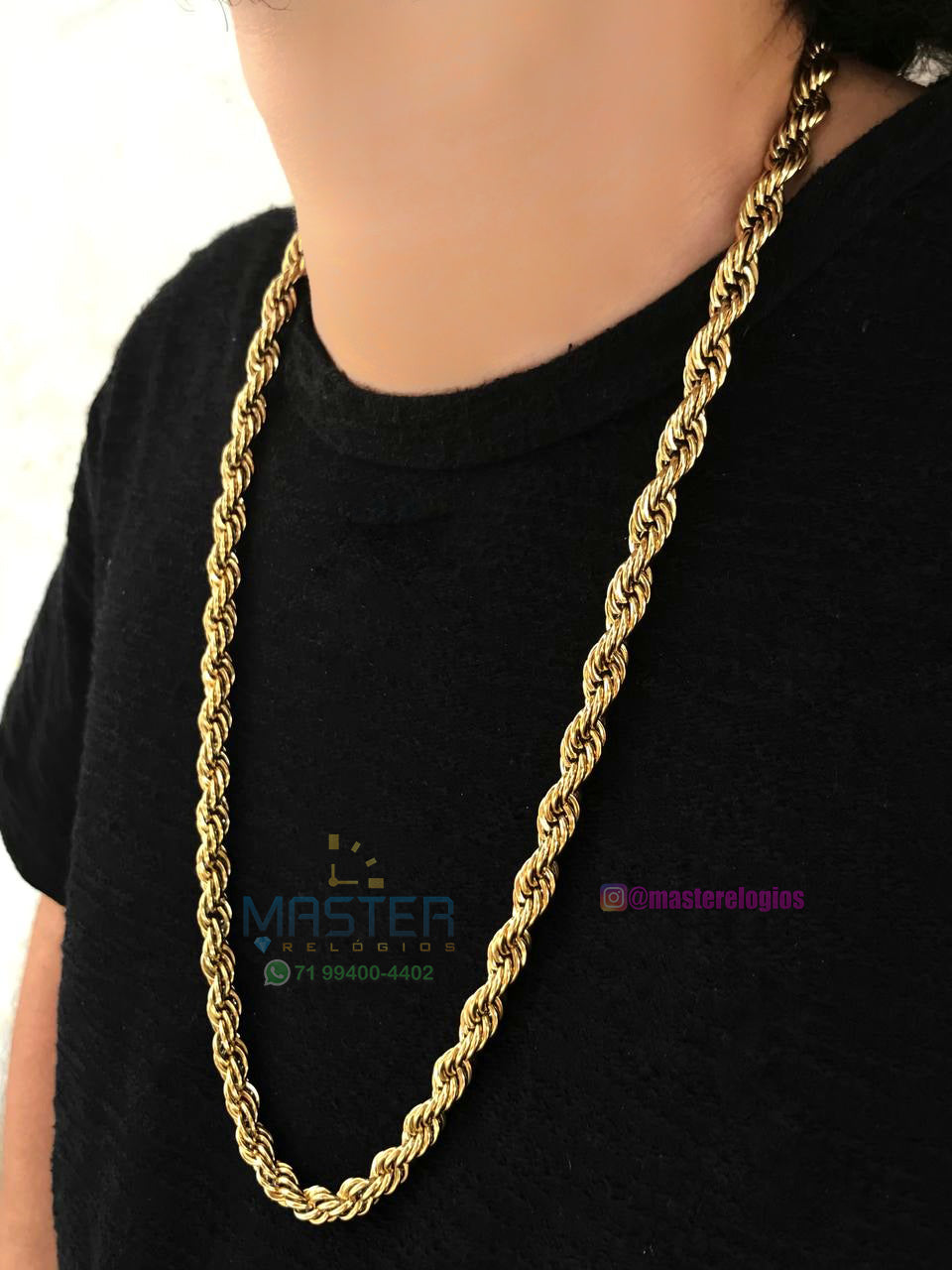 Cordão Bahiano 13mm 106g  70cm banhada a 10 milésimos de ouro 18k