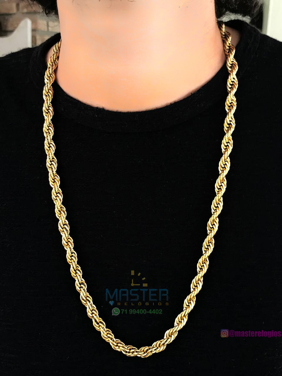 Cordão Bahiano 13mm 106g  70cm banhada a 10 milésimos de ouro 18k