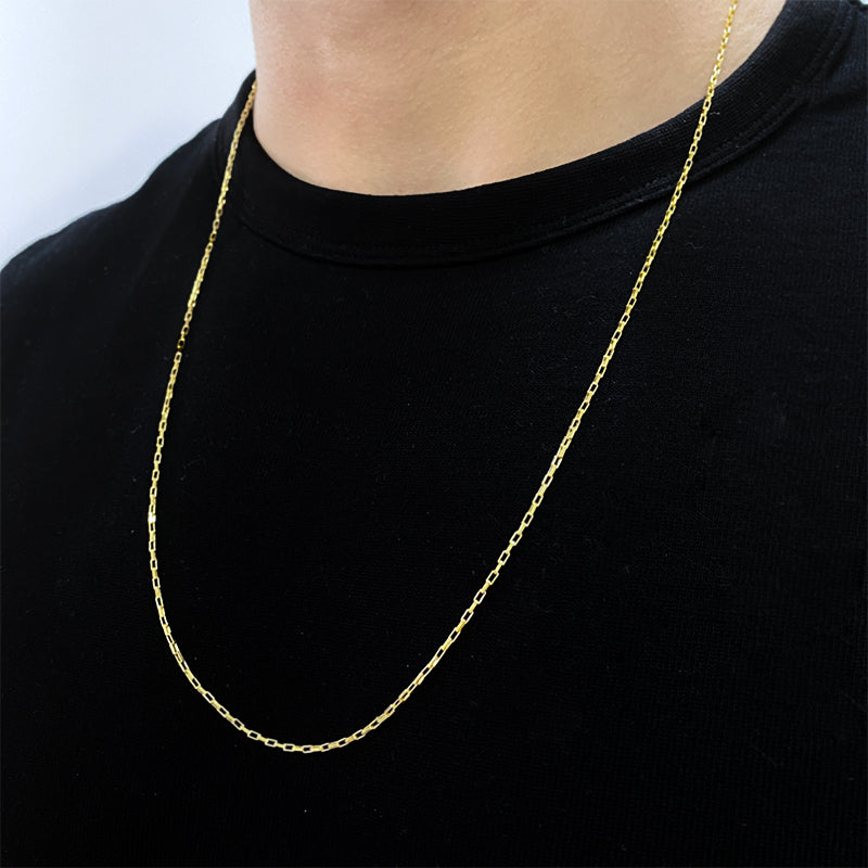 Corrente Cubinho 1,5mm 70cm + Pingente Crucifixo (Banho Ouro 24K)