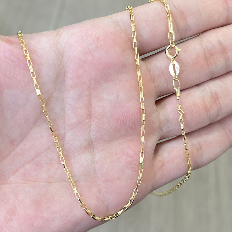 Corrente Cubinho 1,5mm 70cm + Pingente Crucifixo (Banho Ouro 24K)